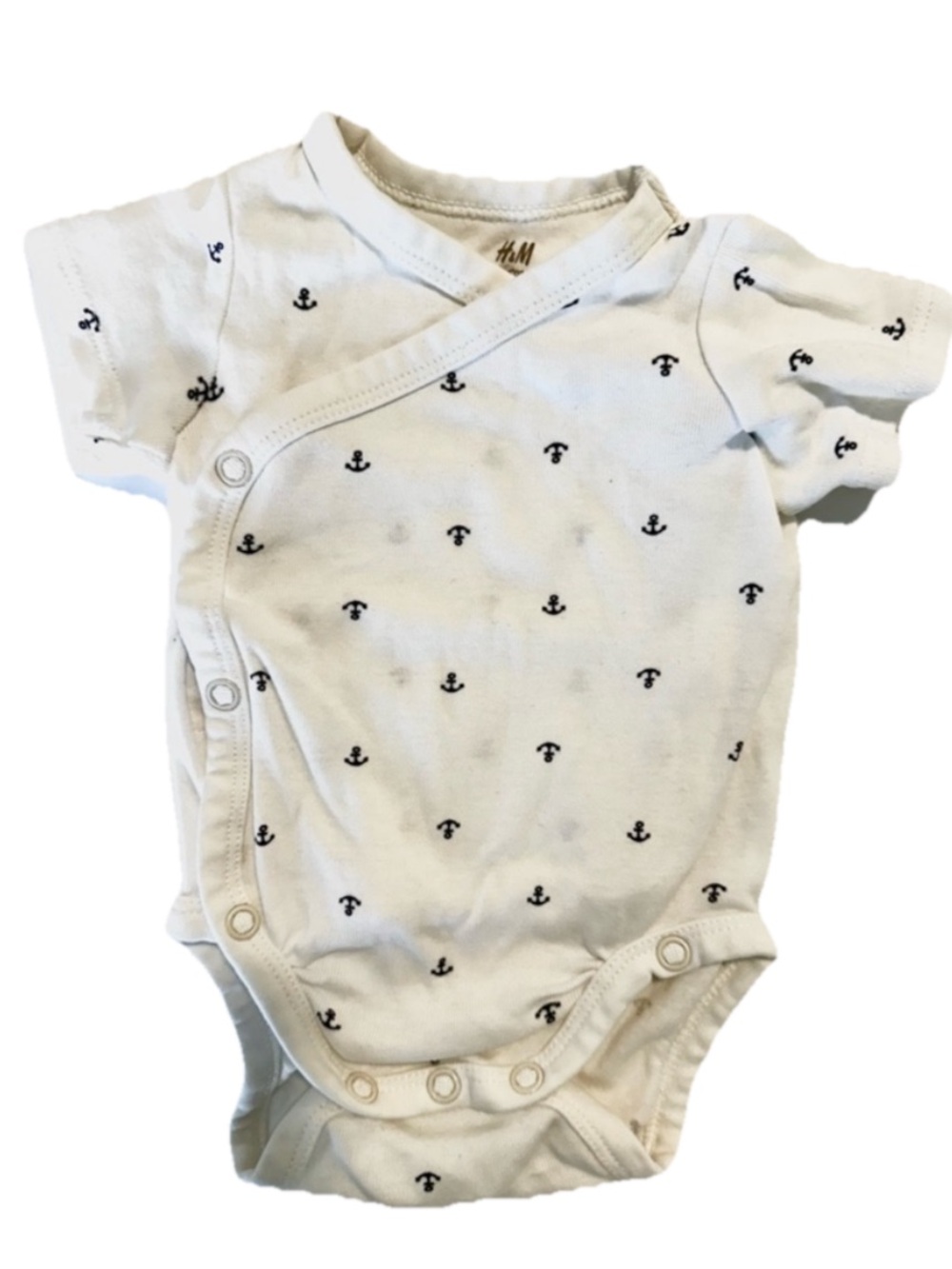H&M Organic Cotton Wrap Around White Baby One-Piece Bodysuit - Picture 2 of 3